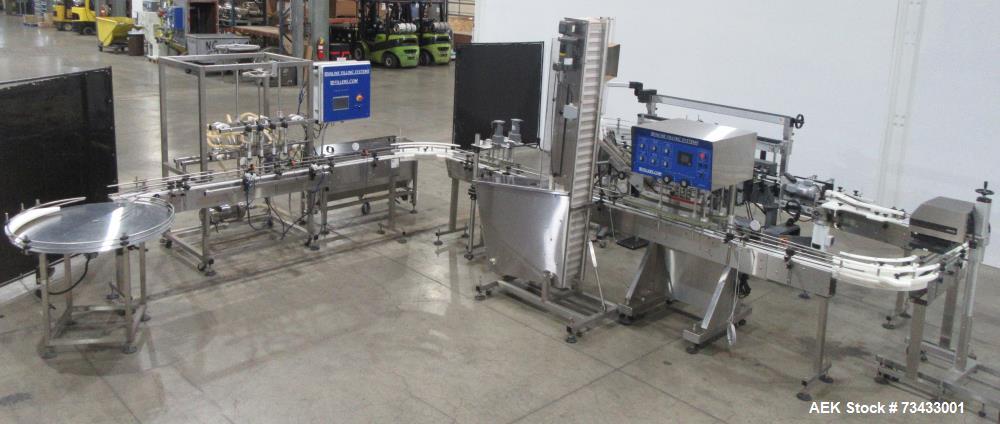 Complete Inline Bottle Filling and Packaging Line – Overflow Filler, Capper & Labeler