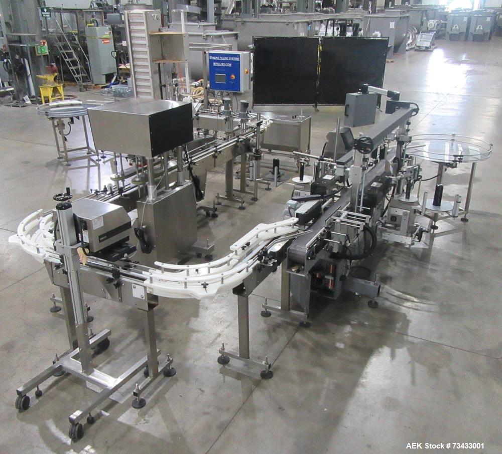 Complete Inline Bottle Filling and Packaging Line – Overflow Filler, Capper & Labeler