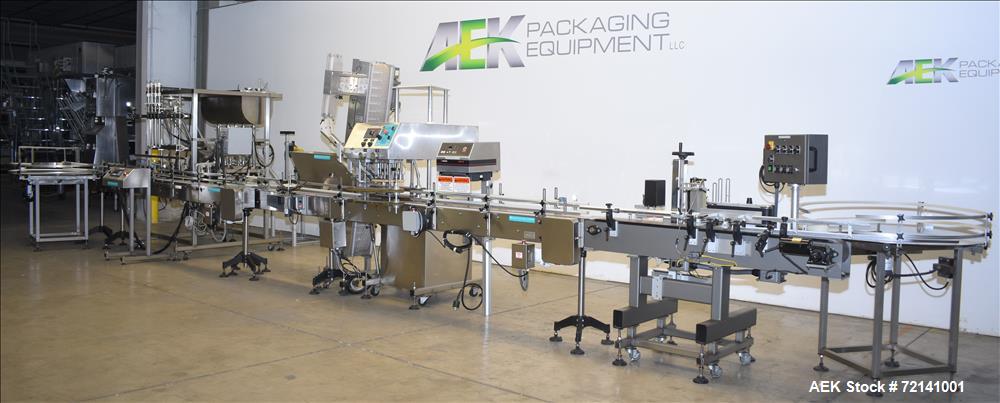 Used Inline Filling Systems Complete Positive Displacement Piston Filling Line.