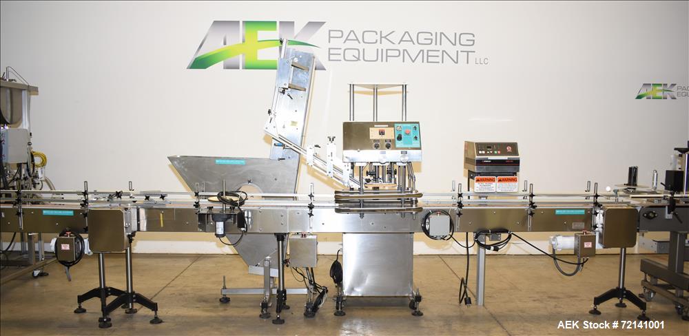 Used Inline Filling Systems Complete Positive Displacement Piston Filling Line.