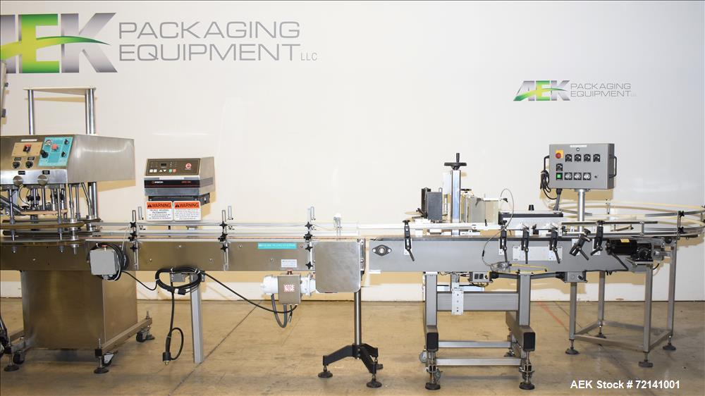 Used Inline Filling Systems Complete Positive Displacement Piston Filling Line.