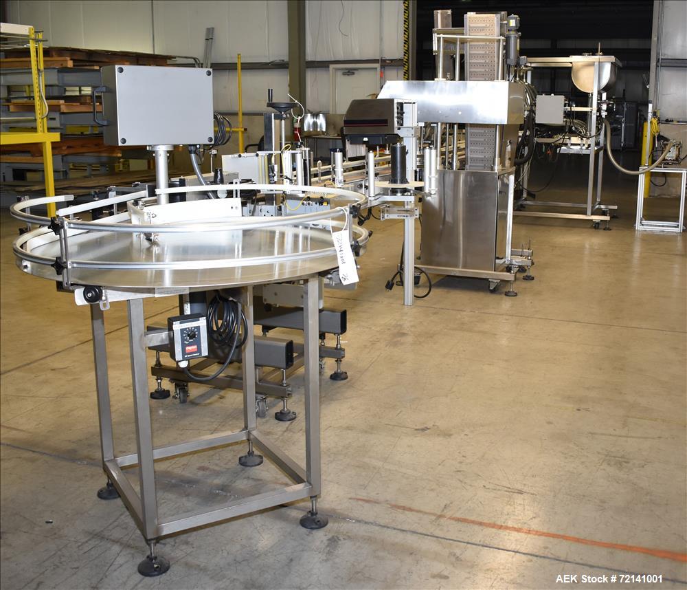 Used Inline Filling Systems Complete Positive Displacement Piston Filling Line.