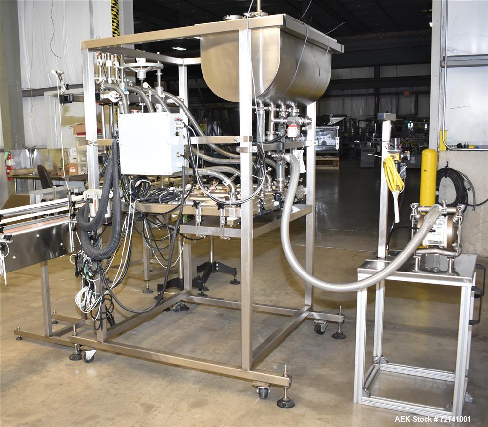 Used Inline Filling Systems Complete Positive Displacement Piston Filling Line.
