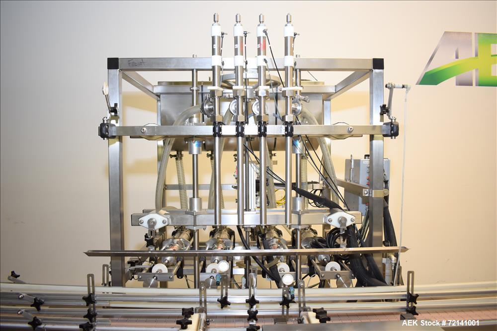 Used Inline Filling Systems Complete Positive Displacement Piston Filling Line.
