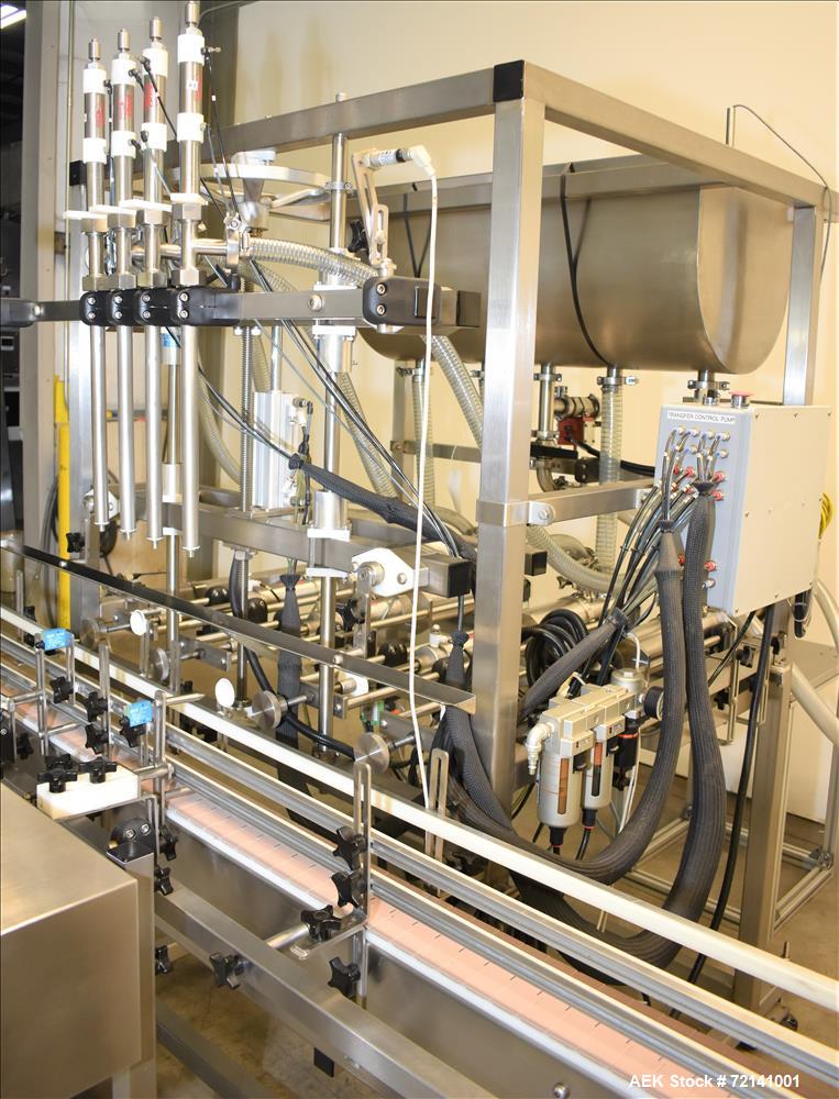 Used Inline Filling Systems Complete Positive Displacement Piston Filling Line.