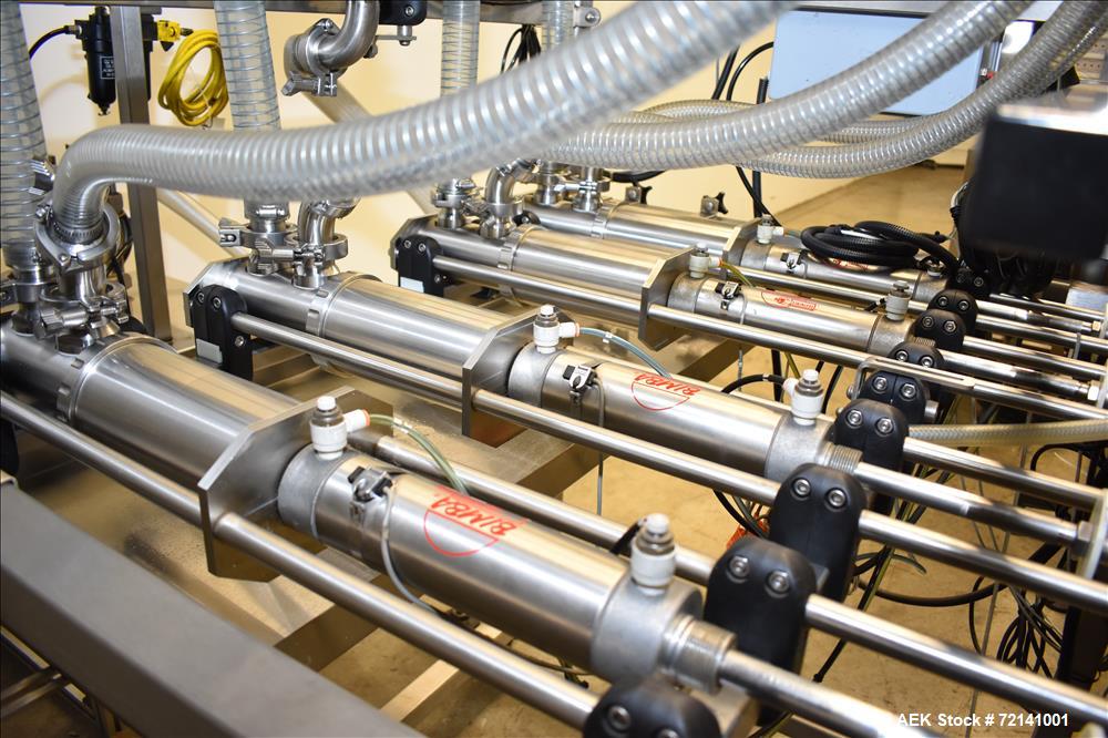 Used Inline Filling Systems Complete Positive Displacement Piston Filling Line.