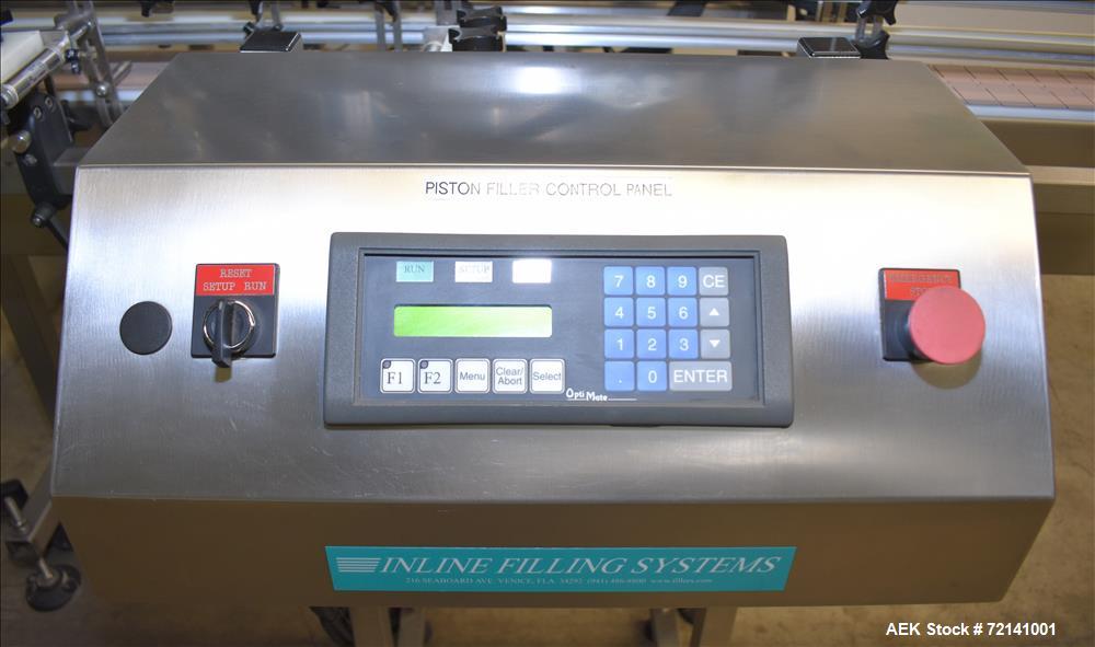 Used- Inline Filling Systems Complete Positive Displacement Piston Filling Line.
