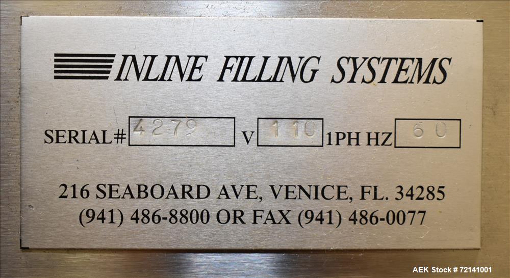 Used Inline Filling Systems Complete Positive Displacement Piston Filling Line.