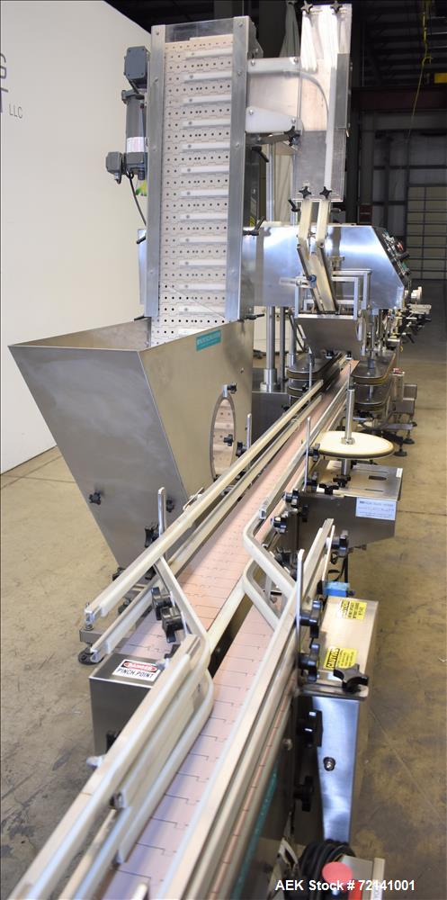 Used- Inline Filling Systems Complete Positive Displacement Piston Filling Line.