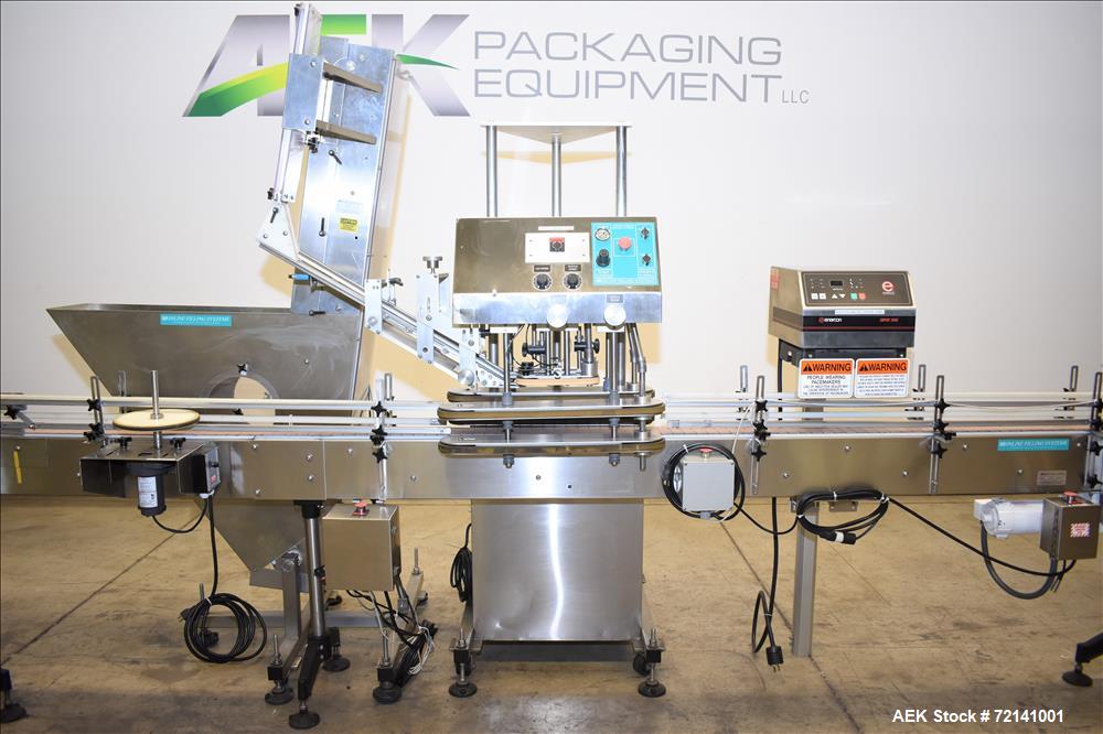 Used Inline Filling Systems Complete Positive Displacement Piston Filling Line.