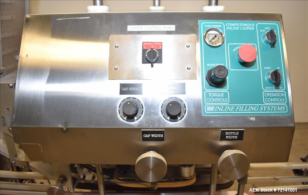 Used Inline Filling Systems Complete Positive Displacement Piston Filling Line.