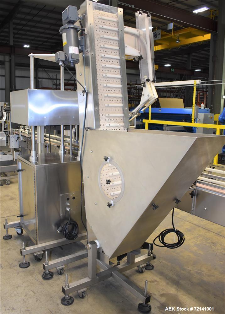 Used Inline Filling Systems Complete Positive Displacement Piston Filling Line.