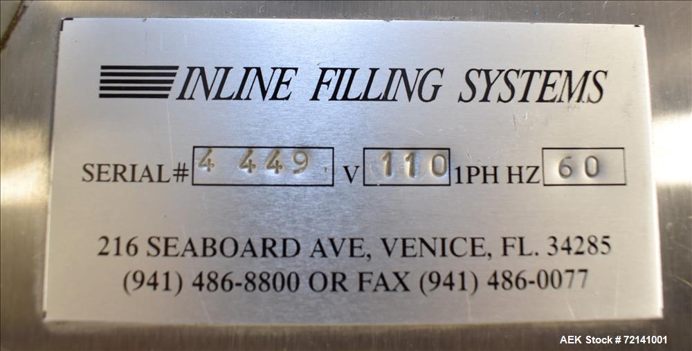 Used Inline Filling Systems Complete Positive Displacement Piston Filling Line.
