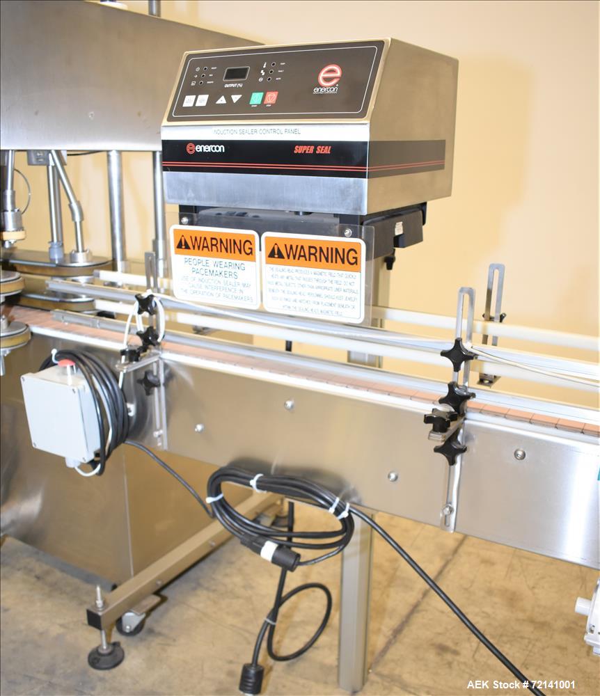 Used- Inline Filling Systems Complete Positive Displacement Piston Filling Line.