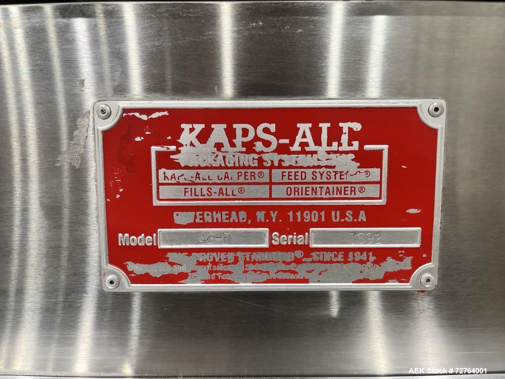 Used Inline Filling Systems Complete Liquid Filling Line. Line Consists of 10 Head Inline Fillers, Kapsall Model A6-R Capper with Integrated Cap Elevator and Centrifugal Cap Sorter, Dual Belt, Kapsal...