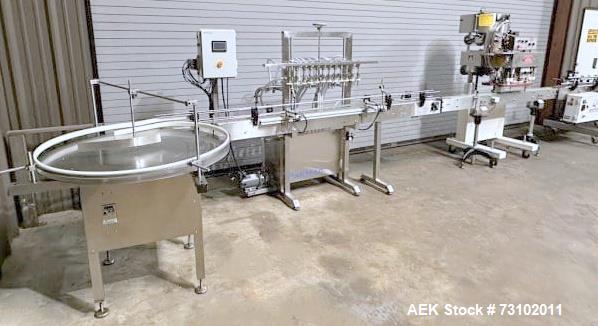 Accutek & PacMac Liquid Bottle Filling Line – Conveyor, Cap Sorter & Wrap Labeler