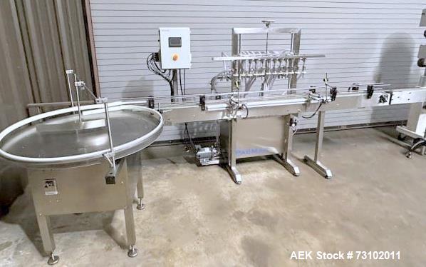 Accutek & PacMac Liquid Bottle Filling Line – Conveyor, Cap Sorter & Wrap Labeler