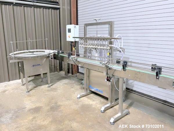 Accutek & PacMac Liquid Bottle Filling Line – Conveyor, Cap Sorter & Wrap Labeler