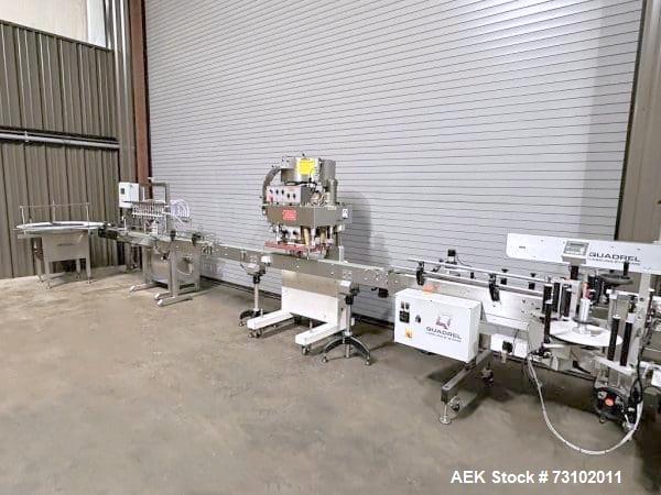 Accutek & PacMac Liquid Bottle Filling Line – Conveyor, Cap Sorter & Wrap Labeler