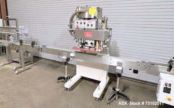 Accutek & PacMac Liquid Bottle Filling Line – Conveyor, Cap Sorter & Wrap Labeler