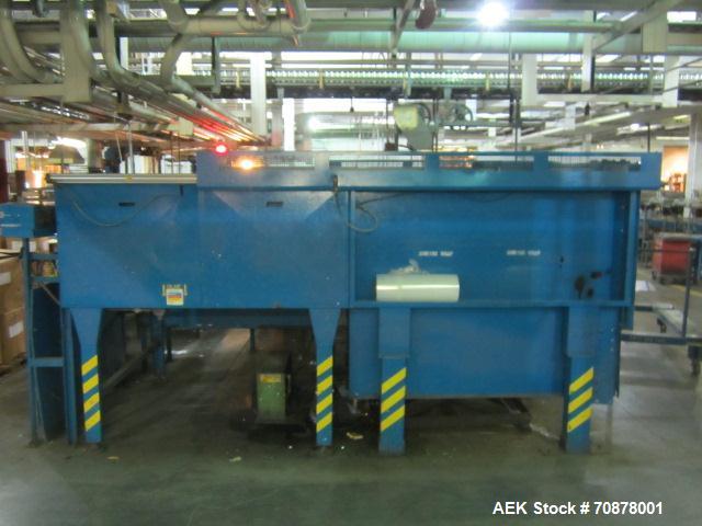 Used Complete Theile Paint Can Filling Line.  Line consists of a General Conveyor Systems semi-automatic can depalletizer, Mateer Burt 4086 roll through labeler with Valco cold glue lap seal, Thiele ...