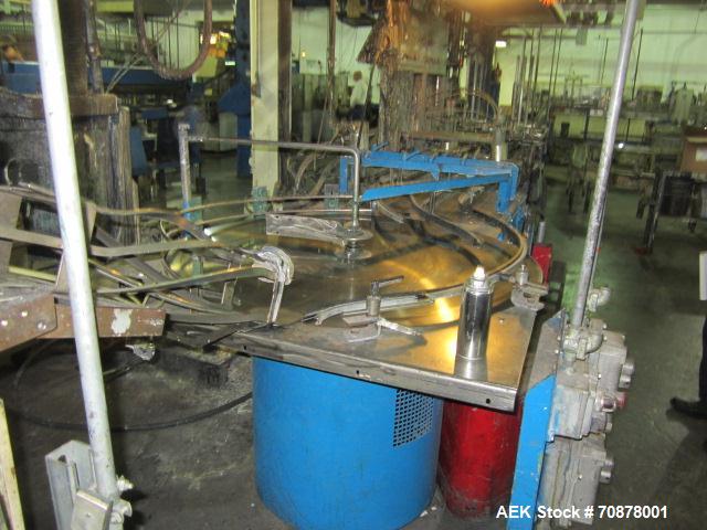 Used Complete Theile Paint Can Filling Line.  Line consists of a General Conveyor Systems semi-automatic can depalletizer, Mateer Burt 4086 roll through labeler with Valco cold glue lap seal, Thiele ...