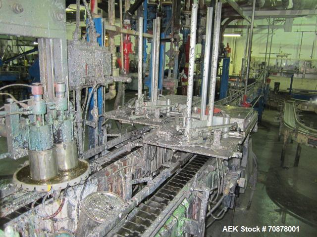Used Complete Theile Paint Can Filling Line.  Line consists of a General Conveyor Systems semi-automatic can depalletizer, Mateer Burt 4086 roll through labeler with Valco cold glue lap seal, Thiele ...