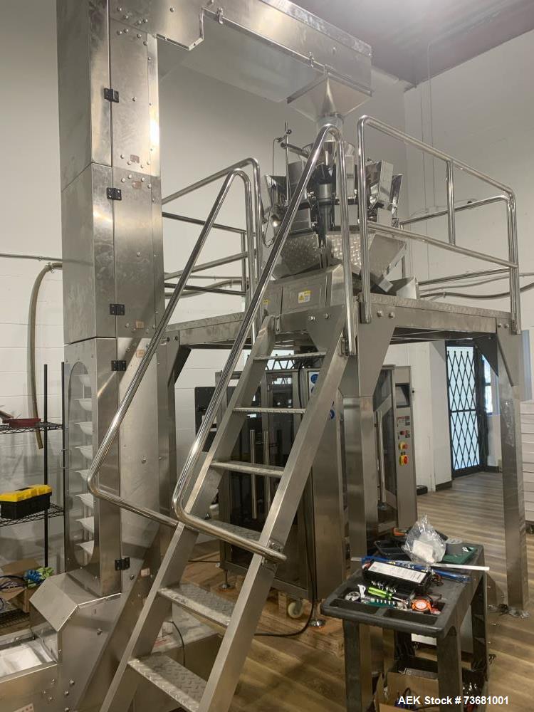 Used Guangdong Vertical Form Fill Seal (VFFS) Packaging Machine with 10-Head Combination Scale