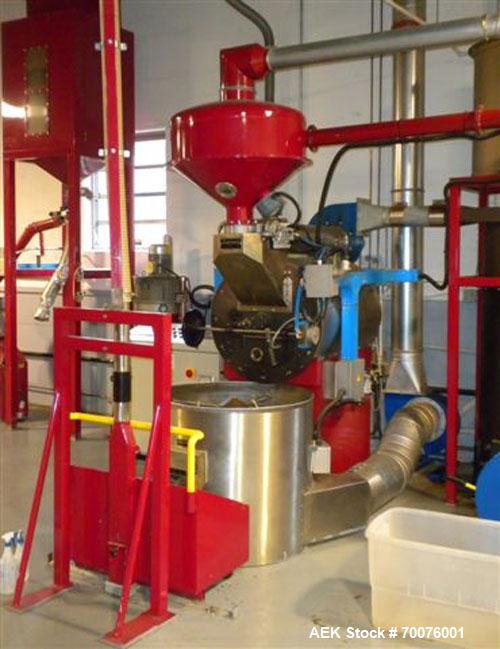 Used Coffee Roasting System: ) Petroncini TTA 60 Roaster(60KG per batch with output of 3 to 4 batches per hour) with ELP 60 pneumatic loaders, Petroncini Main 300 coffee grinder, Petroncini BFT 60 af...