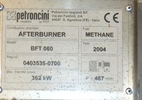 Used Coffee Roasting System: ) Petroncini TTA 60 Roaster(60KG per batch with output of 3 to 4 batches per hour) with ELP 60 pneumatic loaders, Petroncini Main 300 coffee grinder, Petroncini BFT 60 af...