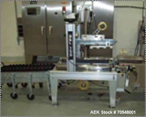 Used Complete Pizza Processing and Packaging Line.  Line consists of Pizzamatic sauce depositors, cheese shredders, transfer conveyors, Pizzamatic waterfall cheese applicator, sausage applicator, pep...