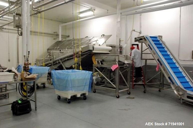 Used Complete Flexline Frozen Meal Kitchen and Assembly Production Line. Accuracy: Precision meal component placement within a tray. Variety: 11 depositing stations for meal components, sauce, glaze ...