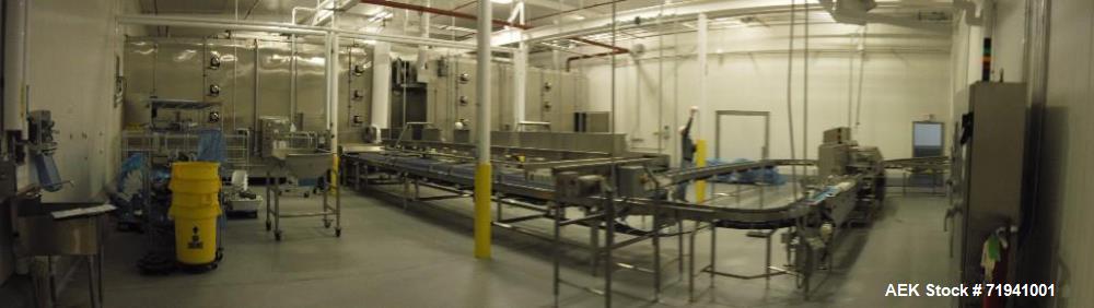 Used Complete Flexline Frozen Meal Kitchen and Assembly Production Line. Accuracy: Precision meal component placement within a tray. Variety: 11 depositing stations for meal components, sauce, glaze ...
