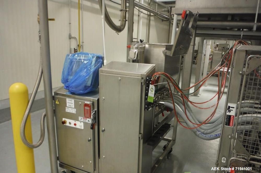 Used Complete Flexline Frozen Meal Kitchen and Assembly Production Line. Accuracy: Precision meal component placement within a tray. Variety: 11 depositing stations for meal components, sauce, glaze ...