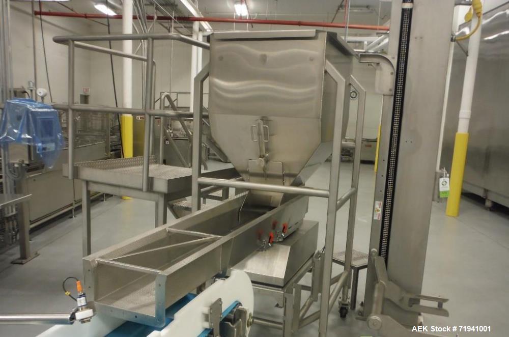 Used Complete Flexline Frozen Meal Kitchen and Assembly Production Line. Accuracy: Precision meal component placement within a tray. Variety: 11 depositing stations for meal components, sauce, glaze ...
