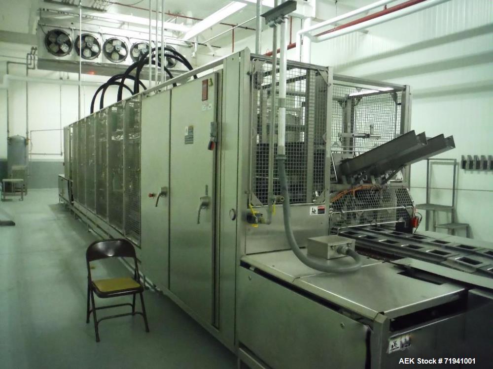 Used Complete Flexline Frozen Meal Kitchen and Assembly Production Line. Accuracy: Precision meal component placement within a tray. Variety: 11 depositing stations for meal components, sauce, glaze ...