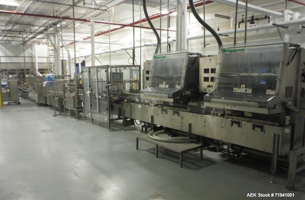 Used Complete Flexline Frozen Meal Kitchen and Assembly Production Line. Accuracy: Precision meal component placement within a tray. Variety: 11 depositing stations for meal components, sauce, glaze ...