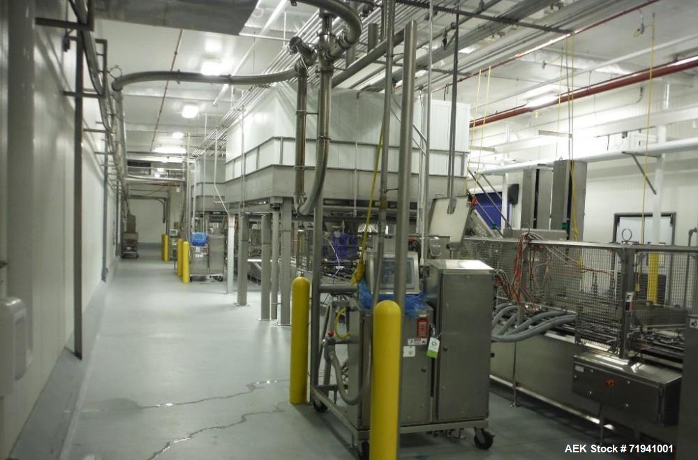 Used Complete Flexline Frozen Meal Kitchen and Assembly Production Line. Accuracy: Precision meal component placement within a tray. Variety: 11 depositing stations for meal components, sauce, glaze ...