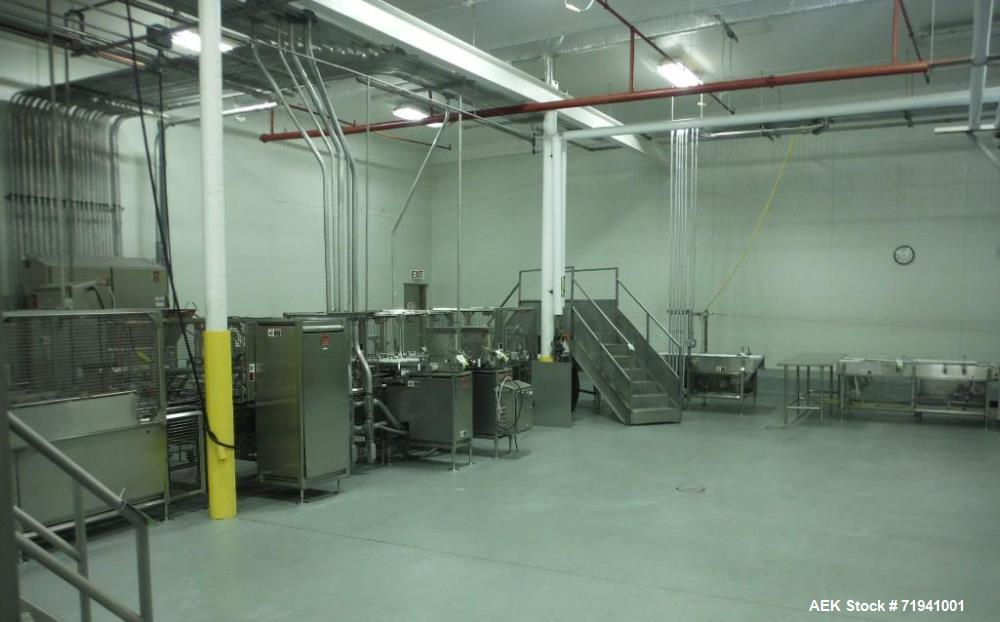 Used Complete Flexline Frozen Meal Kitchen and Assembly Production Line. Accuracy: Precision meal component placement within a tray. Variety: 11 depositing stations for meal components, sauce, glaze ...