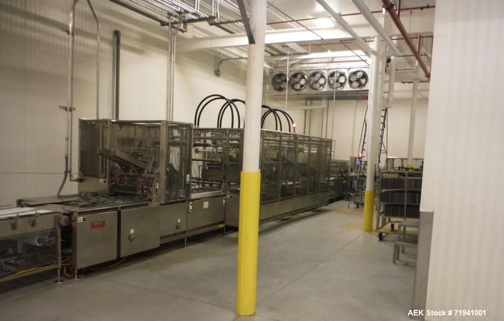 Used Complete Flexline Frozen Meal Kitchen and Assembly Production Line. Accuracy: Precision meal component placement within a tray. Variety: 11 depositing stations for meal components, sauce, glaze ...