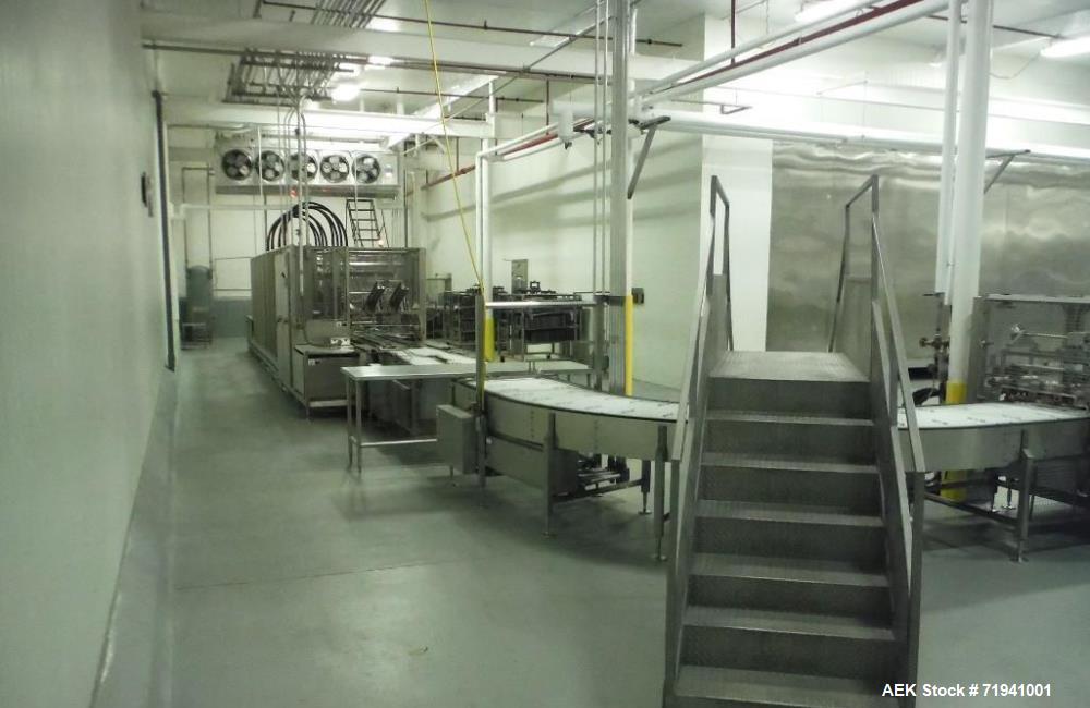 Used Complete Flexline Frozen Meal Kitchen and Assembly Production Line. Accuracy: Precision meal component placement within a tray. Variety: 11 depositing stations for meal components, sauce, glaze ...