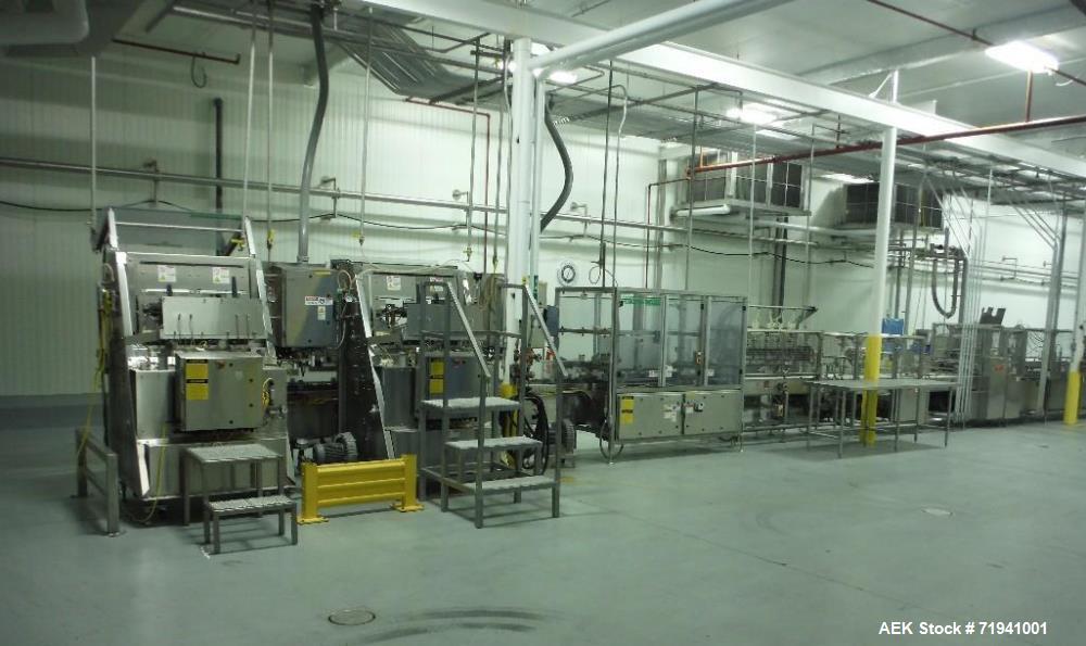 Used Complete Flexline Frozen Meal Kitchen and Assembly Production Line. Accuracy: Precision meal component placement within a tray. Variety: 11 depositing stations for meal components, sauce, glaze ...