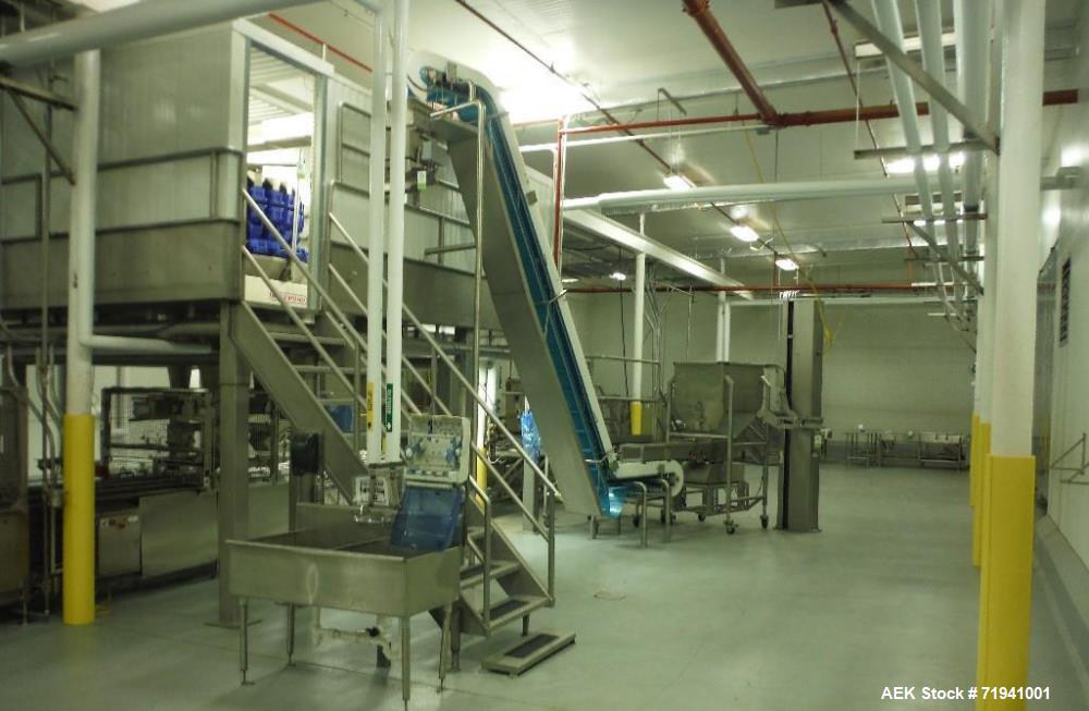 Used Complete Flexline Frozen Meal Kitchen and Assembly Production Line. Accuracy: Precision meal component placement within a tray. Variety: 11 depositing stations for meal components, sauce, glaze ...
