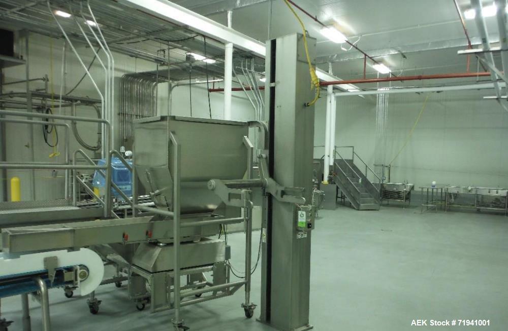 Used Complete Flexline Frozen Meal Kitchen and Assembly Production Line. Accuracy: Precision meal component placement within a tray. Variety: 11 depositing stations for meal components, sauce, glaze ...