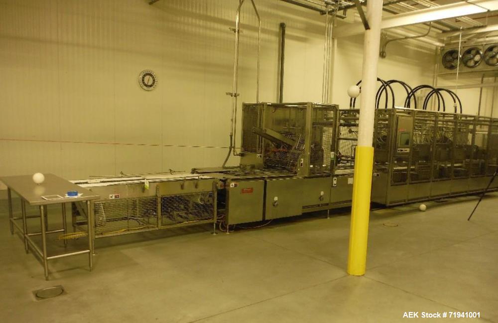 Used Complete Flexline Frozen Meal Kitchen and Assembly Production Line. Accuracy: Precision meal component placement within a tray. Variety: 11 depositing stations for meal components, sauce, glaze ...