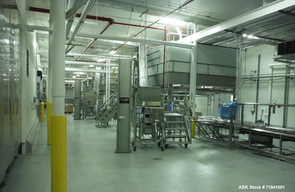 Used Complete Flexline Frozen Meal Kitchen and Assembly Production Line. Accuracy: Precision meal component placement within a tray. Variety: 11 depositing stations for meal components, sauce, glaze ...