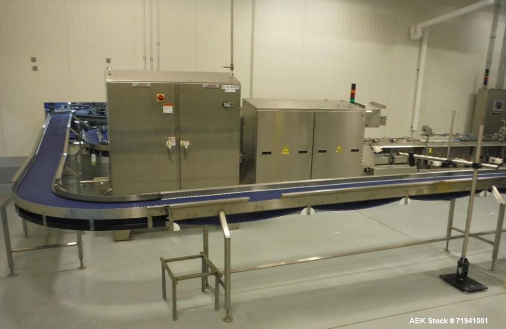 Used Complete Flexline Frozen Meal Kitchen and Assembly Production Line. Accuracy: Precision meal component placement within a tray. Variety: 11 depositing stations for meal components, sauce, glaze ...