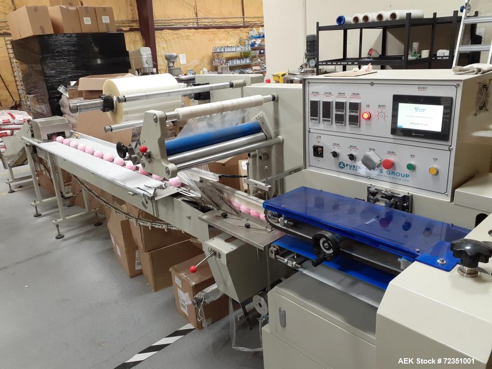 Used Bath Bomb Packaging Line, Including Wrapper, Bath Bomb Former, and Labeler