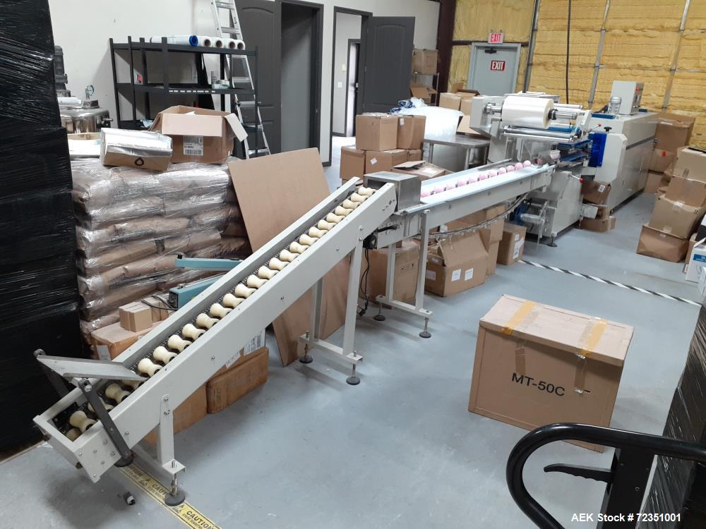 Used- Bath Bomb Packaging Line, Including Wrapper, Bath Bomb Former, and Labeler