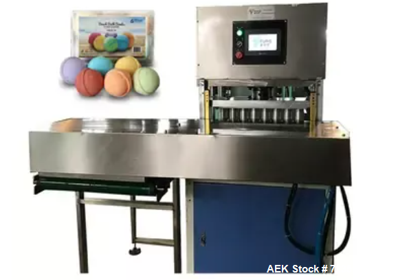 Used Bath Bomb Packaging Line, Including Wrapper, Bath Bomb Former, and Labeler